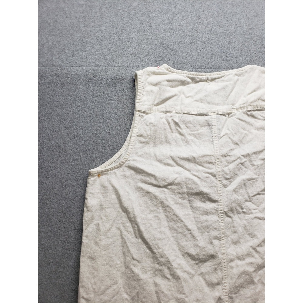 Gap Women Shift Dress M White Sleeveless Embroidery Tasseled V Neck Bohemian - Picture 12 of 16